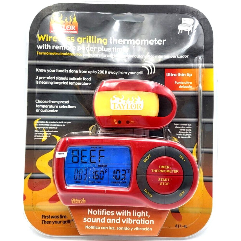 Wireless Grilling Thermometer Remote Pager Timer Taylor Weekend Warrior NEW